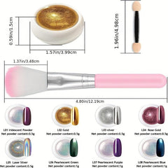 Chrome Nail Powder Holographic Glitter - 8pcs Set