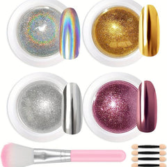 Chrome Nail Powder Holographic Glitter - 8pcs Set