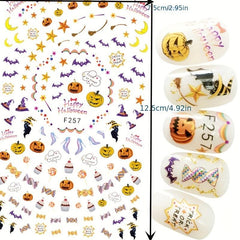 16 Sheets Holiday Nail Stickers 3D Self Adhesive Seasonal Nail Art Decals