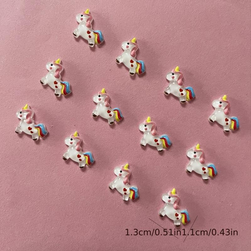 20 pcs Unicorn Nail Art Resin Charms for Gel & Acrylic Nails DIY Crafts