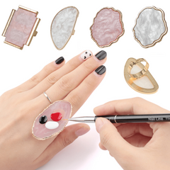 Resin Stone Nail Art Palette Finger Ring False Nails Tips Drawing Mixing DIY