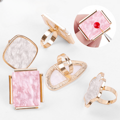 Resin Stone Nail Art Palette Finger Ring False Nails Tips Drawing Mixing DIY