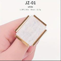 Resin Stone Nail Art Palette Finger Ring False Nails Tips Drawing Mixing DIY