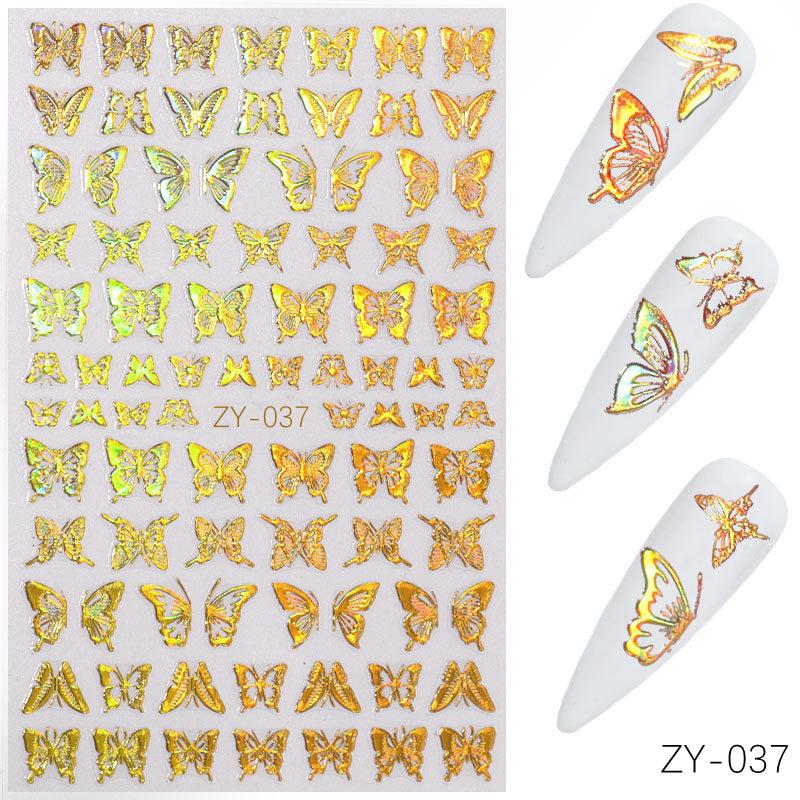 3D Golden Butterfly Nail Art Stickers Self Adhesive Decals For DIY or Salons