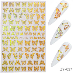 3D Golden Butterfly Nail Art Stickers Self Adhesive Decals For DIY or Salons
