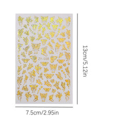 3D Golden Butterfly Nail Art Stickers Self Adhesive Decals For DIY or Salons