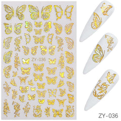 3D Golden Butterfly Nail Art Stickers Self Adhesive Decals For DIY or Salons