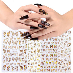 3D Golden Butterfly Nail Art Stickers Self Adhesive Decals For DIY or Salons