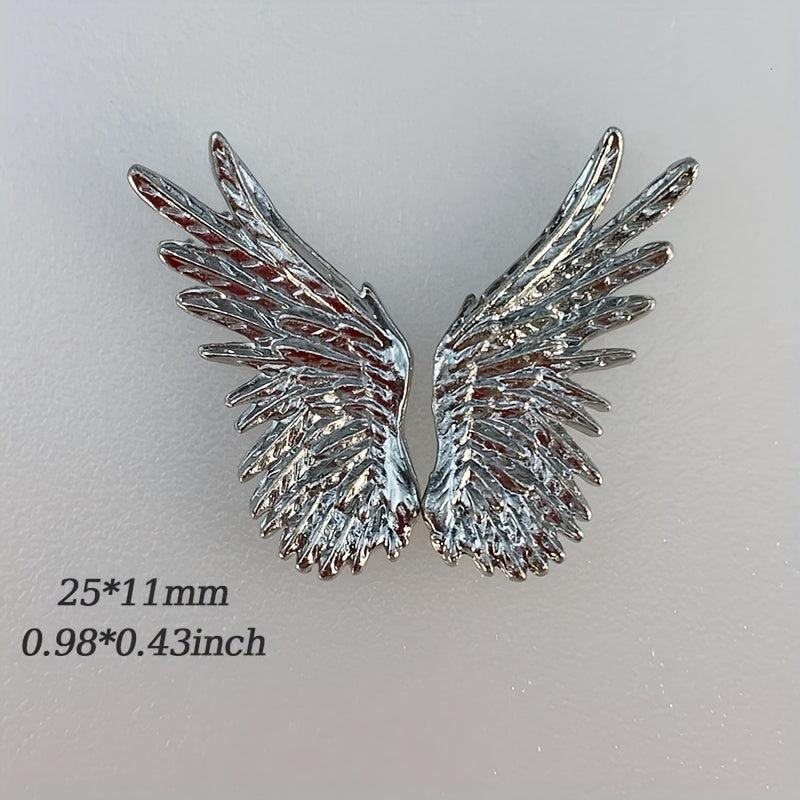 Vintage Gothic Angel Wings Nail Charms Punk Style Nail Studs for Halloween