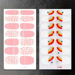 6 Sheets Colorful Nail Polish Stickers Self Adhesive Nail Art Decal Strips