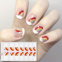 6 Sheets Colorful Nail Polish Stickers Self Adhesive Nail Art Decal Strips