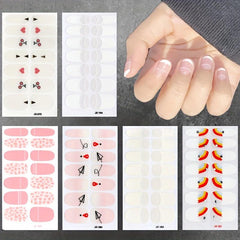 6 Sheets Colorful Nail Polish Stickers Self Adhesive Nail Art Decal Strips