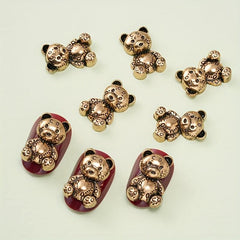 5pcs 3D Metal Bear Nail Pendant Punk Style Nail Art Charms Easter Mother's Gift