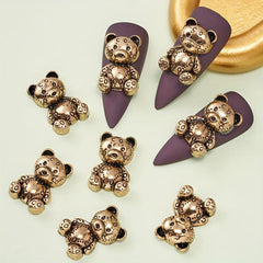 5pcs 3D Metal Bear Nail Pendant Punk Style Nail Art Charms Easter Mother's Gift