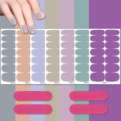 7 Sheets Solid Nail Polish Strips with 4 Pcs Nail File