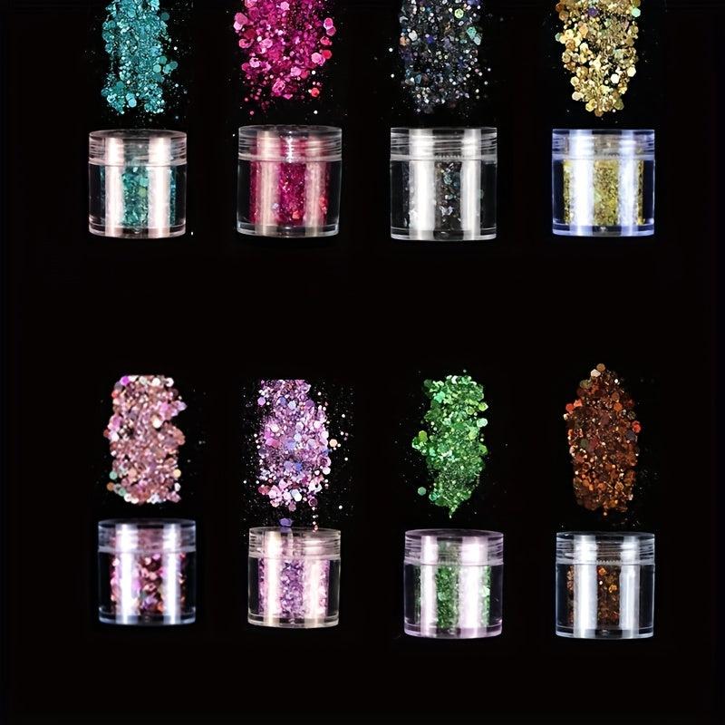 3D Holo Nail Art Glitter Sequins & Stickers Mix for Acrylic Nails