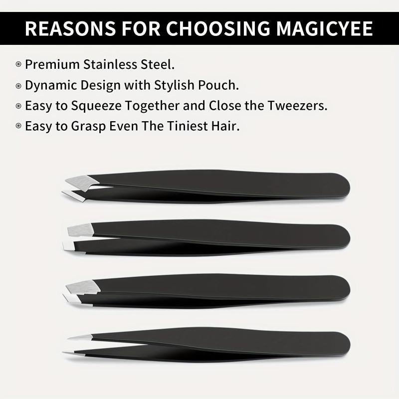 5pcs Precision Tweezers Set for Eyebrow and Facial Hair Removal