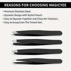 5pcs Precision Tweezers Set for Eyebrow and Facial Hair Removal
