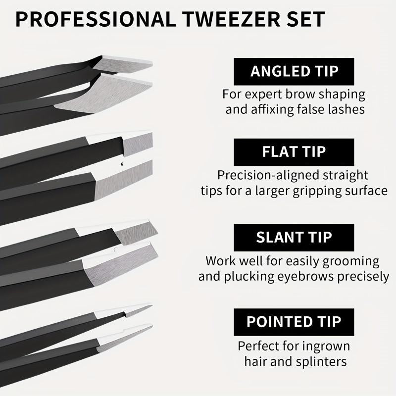 5pcs Precision Tweezers Set for Eyebrow and Facial Hair Removal