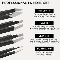 5pcs Precision Tweezers Set for Eyebrow and Facial Hair Removal