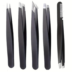 5pcs Precision Tweezers Set for Eyebrow and Facial Hair Removal