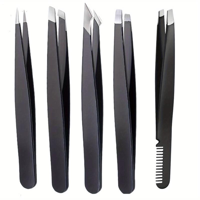 5pcs Precision Tweezers Set for Eyebrow and Facial Hair Removal