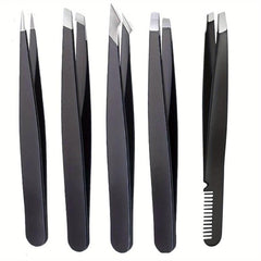 5pcs Precision Tweezers Set for Eyebrow and Facial Hair Removal