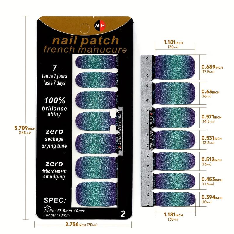 Shining Powder Gradient Nail Sticker Full Cover Nail Stickers Nail Polish