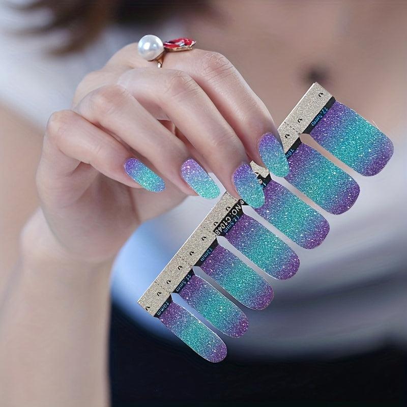 Shining Powder Gradient Nail Sticker Full Cover Nail Stickers Nail Polish
