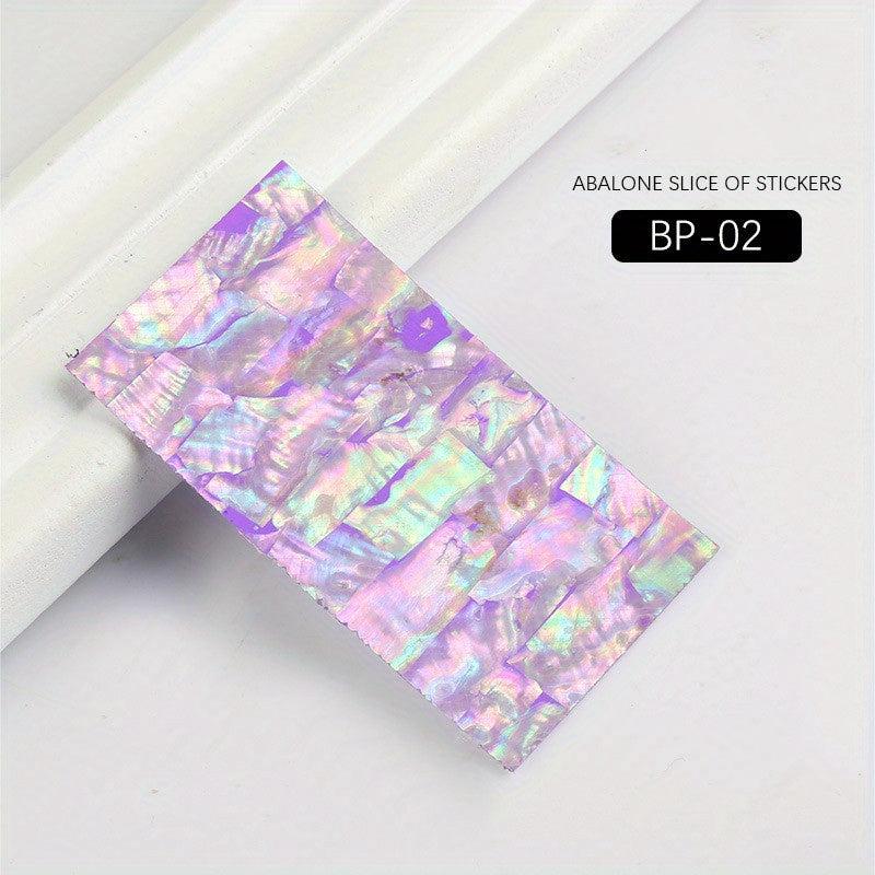 Abalone Shell Slice Nail Sticker Flakes Adhesive Decals Manicure DIY Nail Art