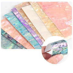 Abalone Shell Slice Nail Sticker Flakes Adhesive Decals Manicure DIY Nail Art