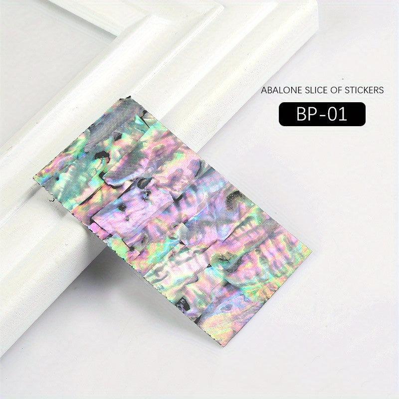 Abalone Shell Slice Nail Sticker Flakes Adhesive Decals Manicure DIY Nail Art