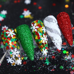 6pcs Christmas Nail Glitter Powder Holographic Snowflake Nail
