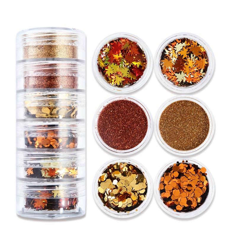 6pcs Christmas Nail Glitter Powder Holographic Snowflake Nail