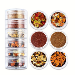 6pcs Christmas Nail Glitter Powder Holographic Snowflake Nail
