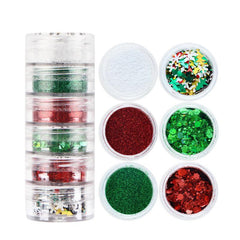 6pcs Christmas Nail Glitter Powder Holographic Snowflake Nail