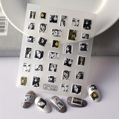 5D Embossed Dark Style Nail Stickers - Waterproof Nail Art Decals
