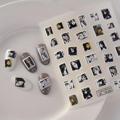 5D Embossed Dark Style Nail Stickers - Waterproof Nail Art Decals
