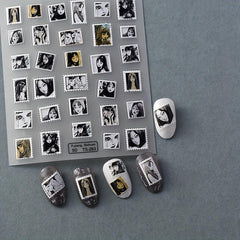 5D Embossed Dark Style Nail Stickers - Waterproof Nail Art Decals