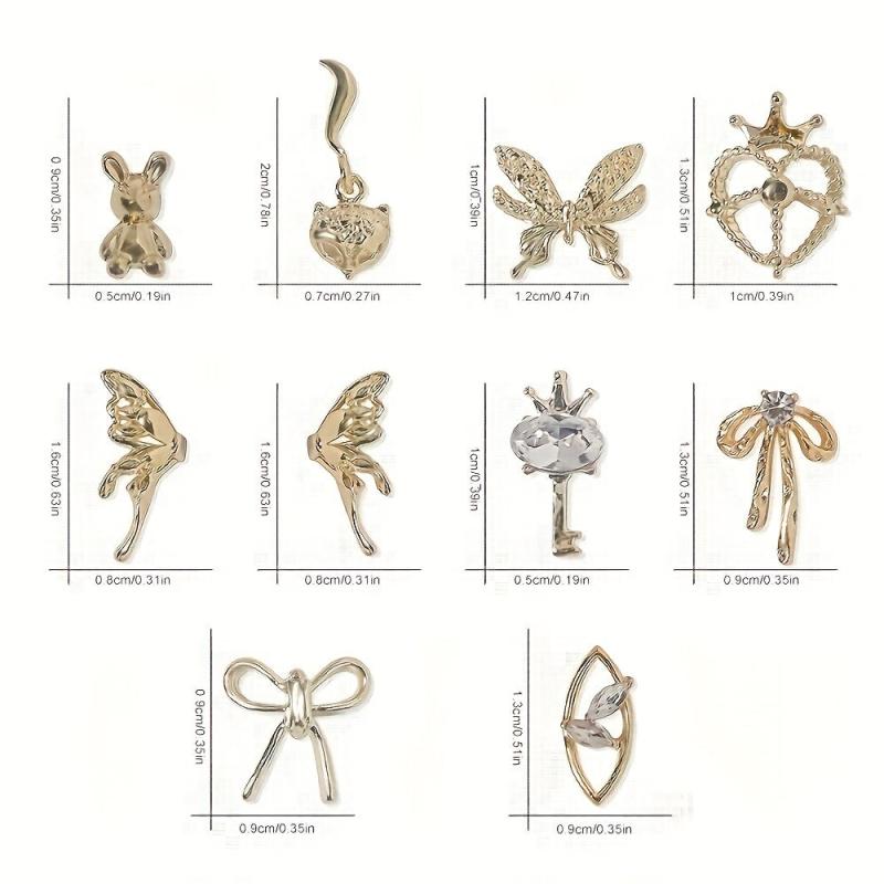 10pcs 3D Alloy Nail Art Charms for DIY or Salons