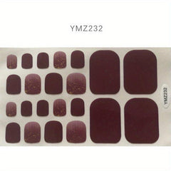 Self Adhesive Toe Nail Polish Strips Red Green Easy Nail Art Decoration Women