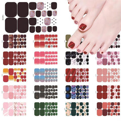 Self Adhesive Toe Nail Polish Strips Red Green Easy Nail Art Decoration Women