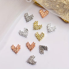 10pcs Nail Art Stickers W/ Metal Alloy Peach Heart Girls Nail Art DIY