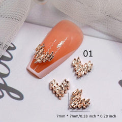 10pcs Nail Art Stickers W/ Metal Alloy Peach Heart Girls Nail Art DIY