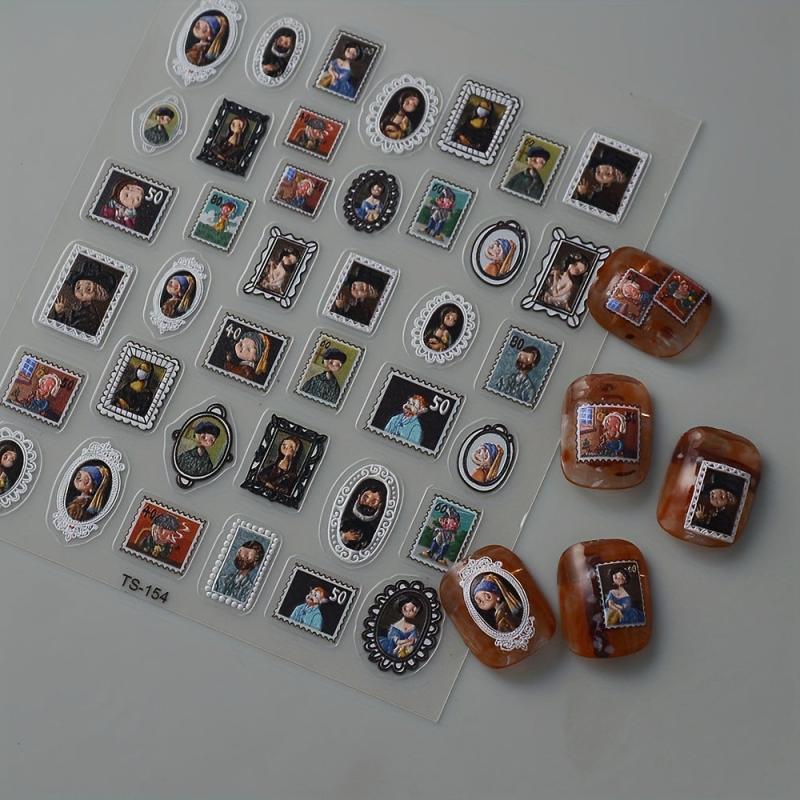 5D Embossed Cartoon Nail Art Stickers - Nail Decoration Accessories