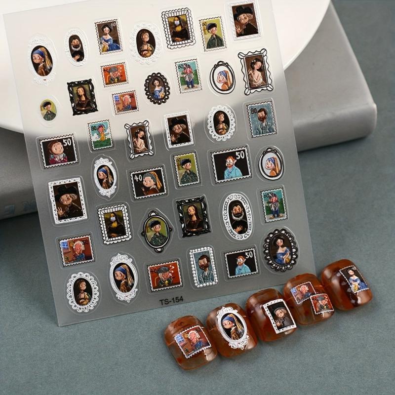 5D Embossed Cartoon Nail Art Stickers - Nail Decoration Accessories