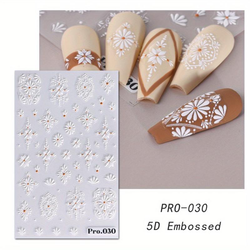 5D Embossed Totem Nail Art Stickers Self Adhesive Nail Decals