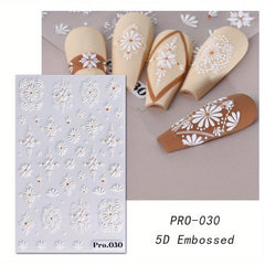 5D Embossed Totem Nail Art Stickers Self Adhesive Nail Decals