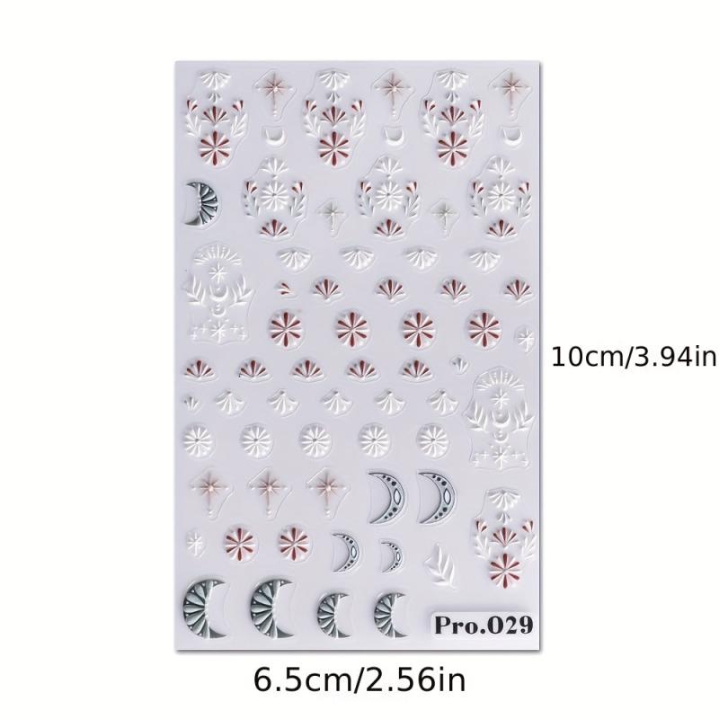 5D Embossed Totem Nail Art Stickers Self Adhesive Nail Decals