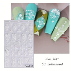 5D Embossed Totem Nail Art Stickers Self Adhesive Nail Decals